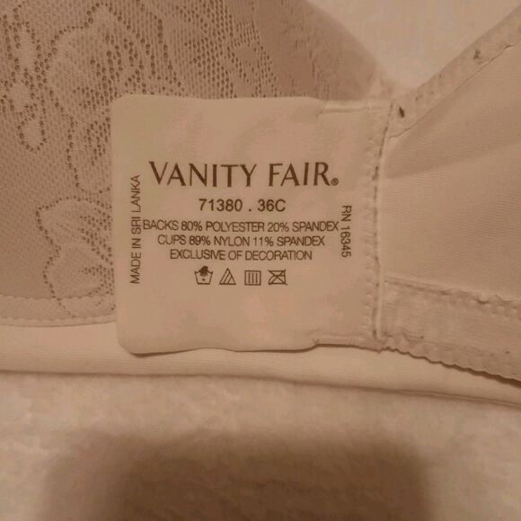 Lot Of 3 Vanity Fair beauty back bra beige White 36C 71380 Wireless Lace Overlay - Picture 5 of 8